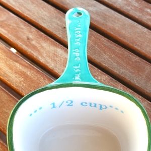 Anthropologie Biscuit Ceramic Measuring Cup, 1/2 Cup